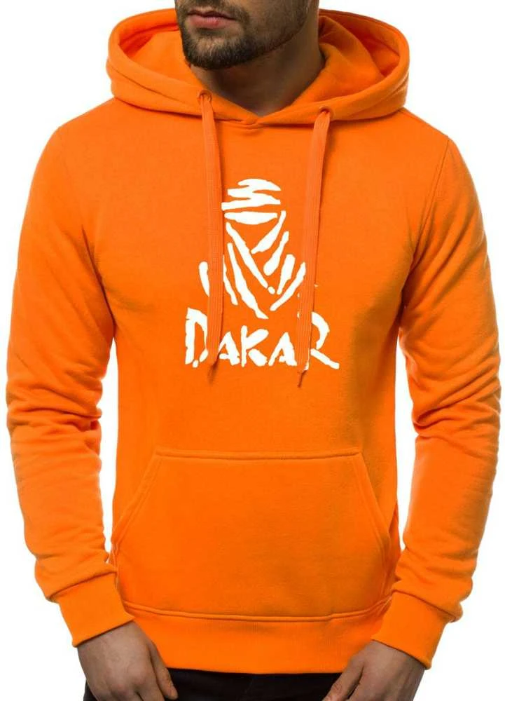 Oranžinis/baltas vyriškas džemperis su gobtuvu Dakar