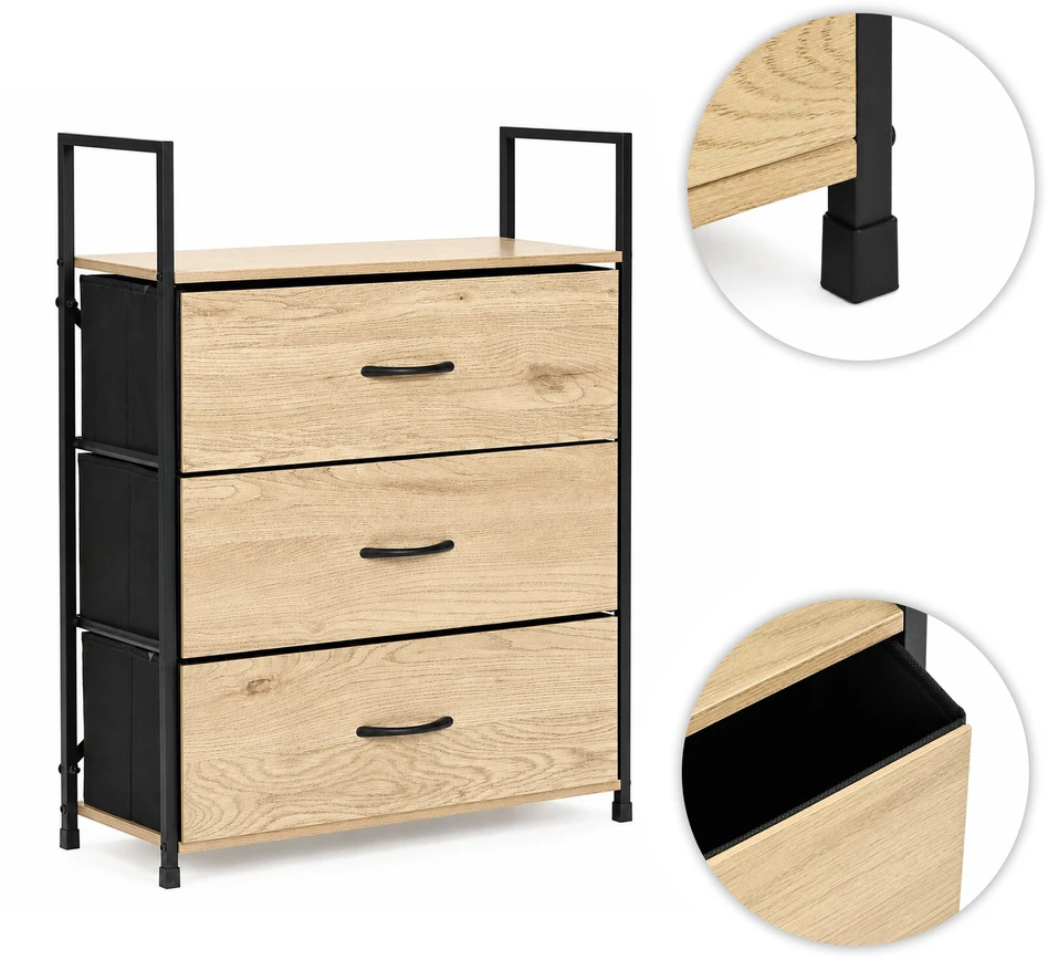 Pastatoma lentyna su 3 audinio stalčiais ModernHome