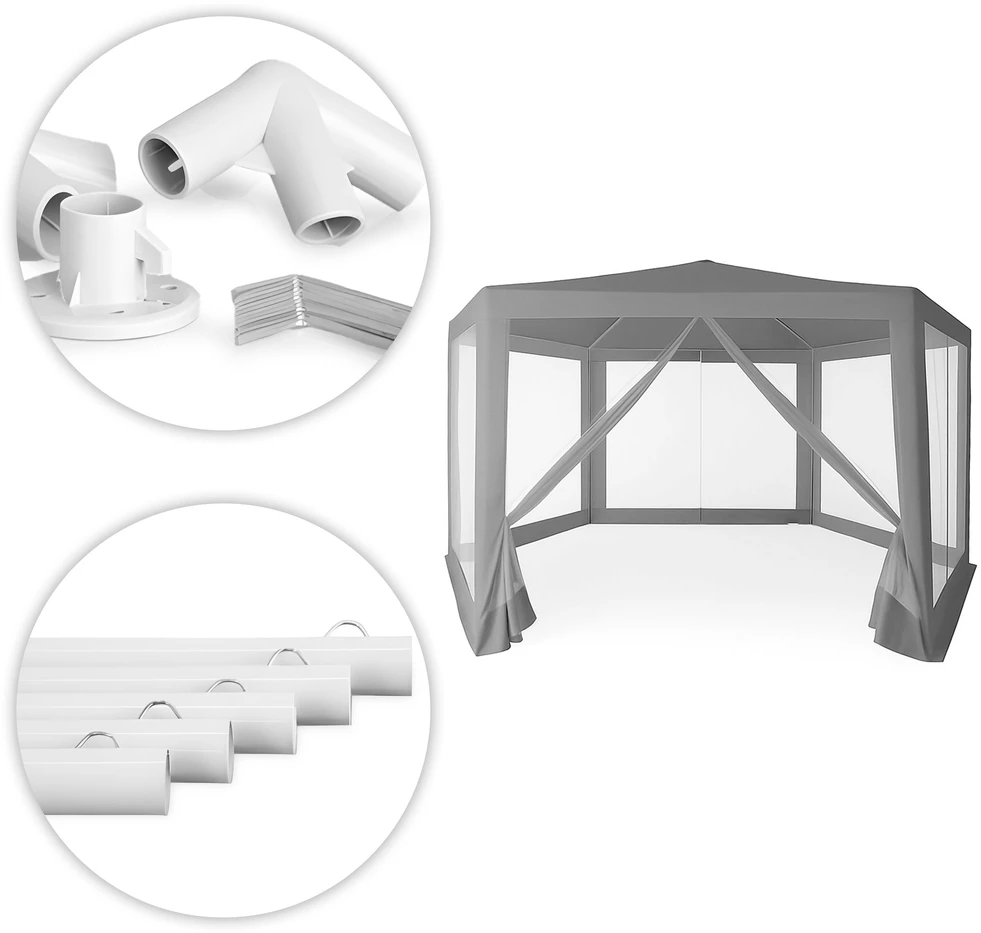 Pilka sodo palapinė 2x2x2 m su tinkleliu nuo uodų MultiGarden