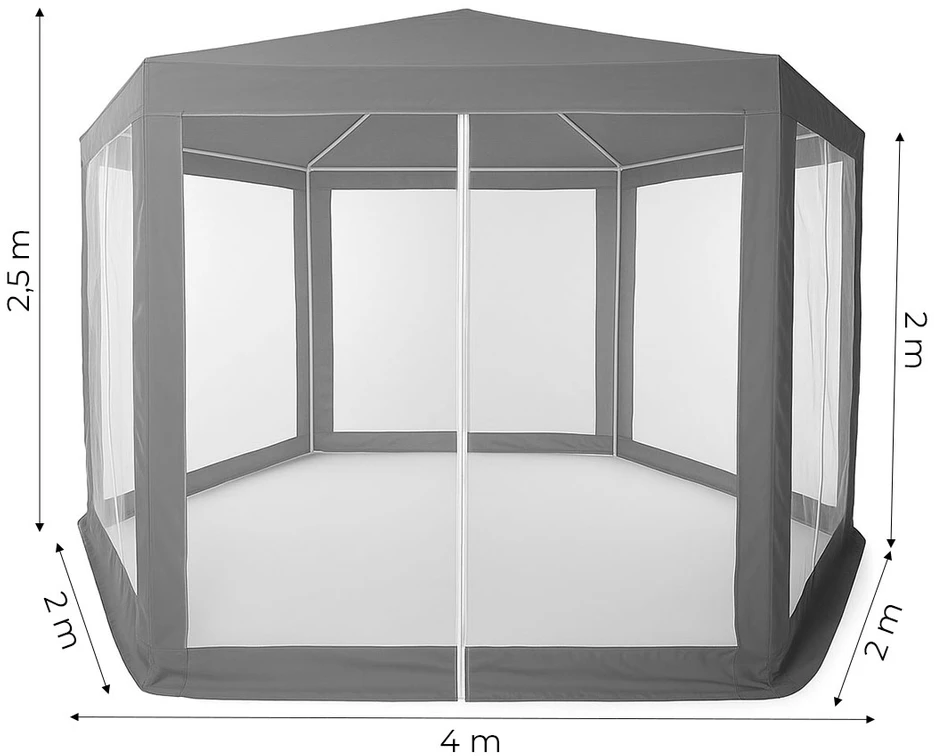 Pilka sodo palapinė 2x2x2 m su tinkleliu nuo uodų MultiGarden