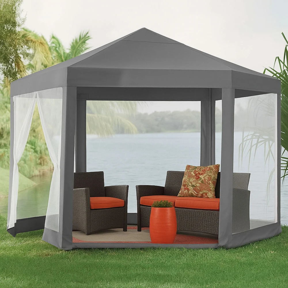 Pilka sodo palapinė 2x2x2 m su tinkleliu nuo uodų MultiGarden
