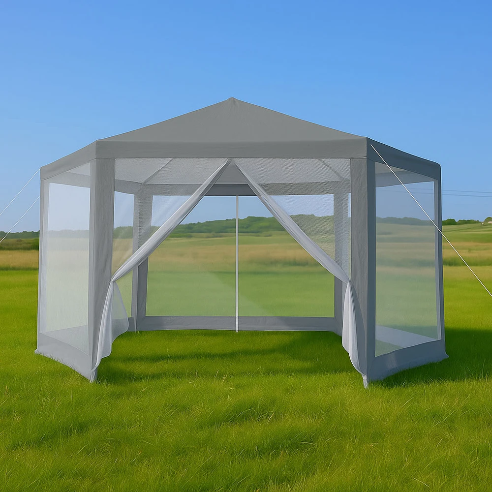 Pilka sodo palapinė 2x2x2 m su tinkleliu nuo uodų MultiGarden