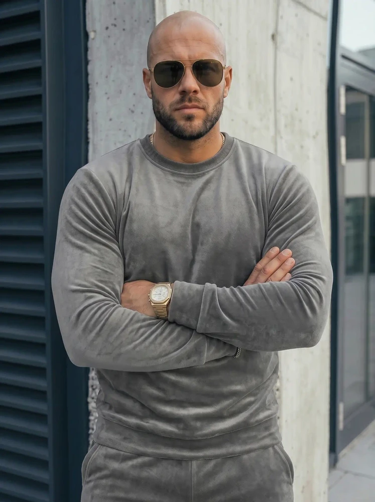 Pilkas veliūrinis komplektas Bill