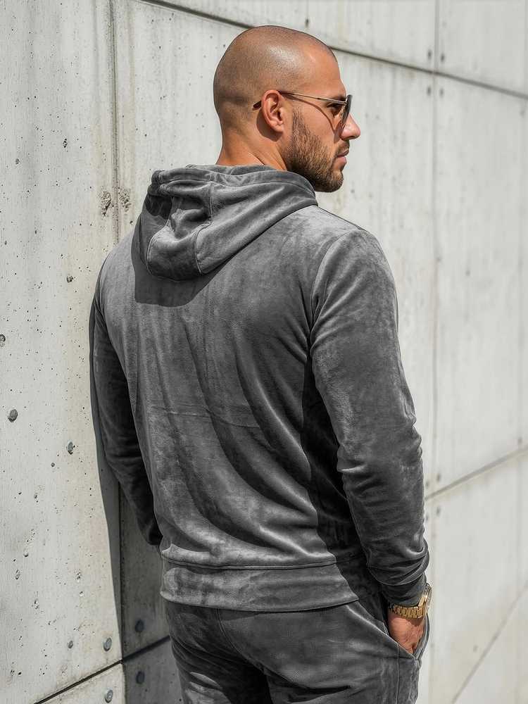 Pilkas vyriškas veliūrinis komplektas Silk