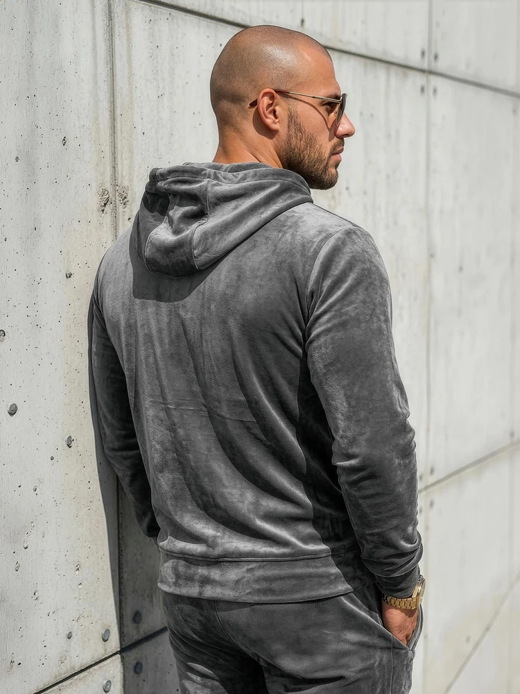 Pilkas vyriškas veliūrinis komplektas Silk