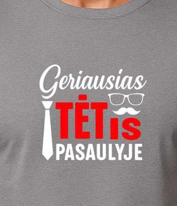 Pilki marškinėliai Geriausias tėtis pasaulyje (baltas)
