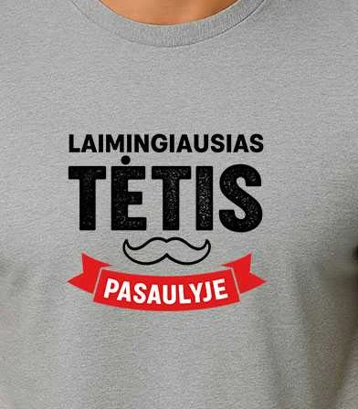 Pilki marškinėliai Laimingiausias tėtis (juodas)
