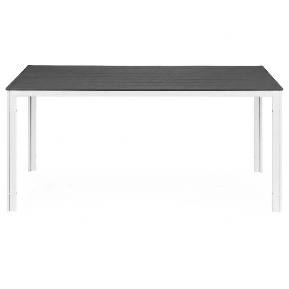 Pilkos ir baltos spalvos 6 vietų stalas, 156 x 78 cm