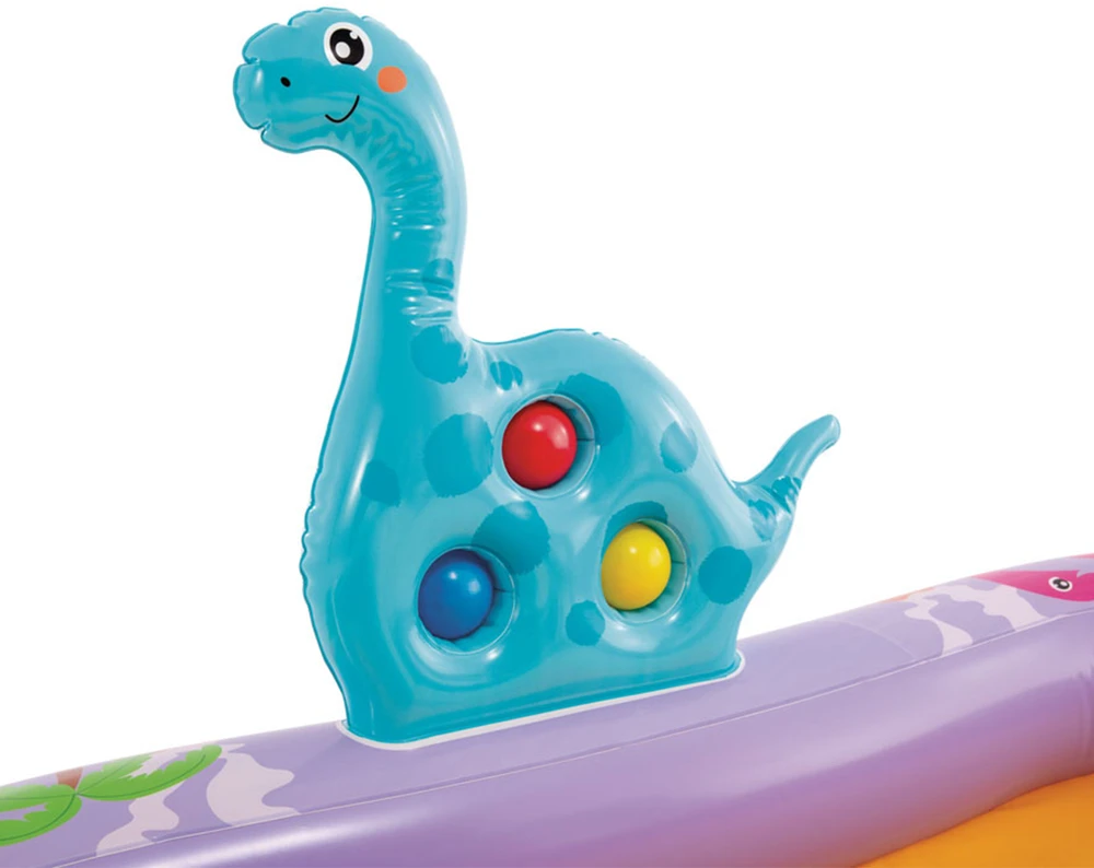 Pripučiamas vaikų baseinas su čiuožykla ir fontanu Dinozauras INTEX 56139 201x157x69 cm