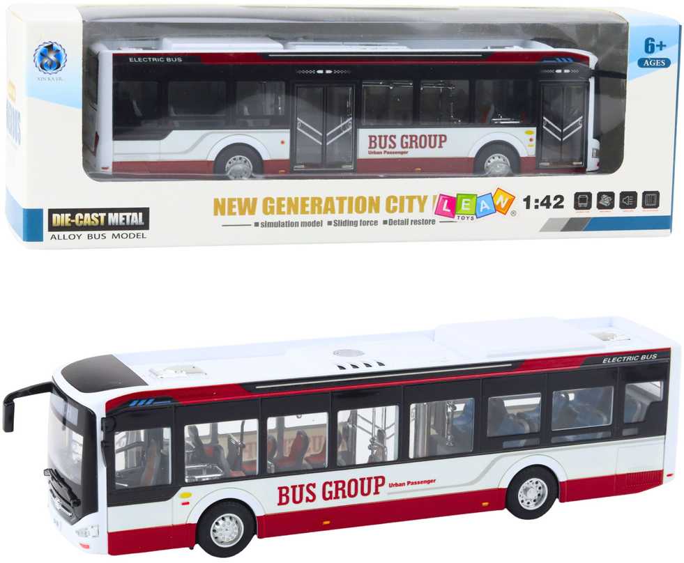 Lean Toys Metalinis miesto autobusas 1:42 su šviesomis ir garsu