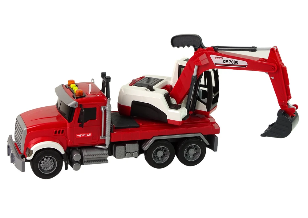 Lean Toys Žaislinis ekskavatorius su šviesos ir garso efektais LeanToys, raudonas