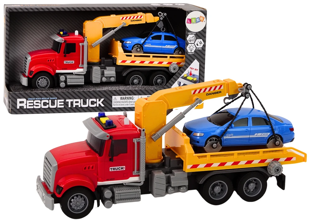 Lean Toys Raudonas evakuatorius su kranu