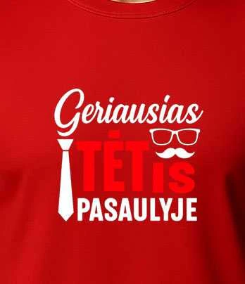 Raudoni marškinėliai Geriausias tėtis pasaulyje (baltas)