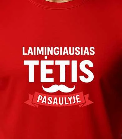 Raudoni marškinėliai Laimingiausias tėtis (baltas)