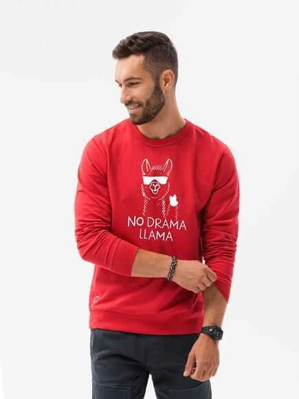 Raudonos spalvos džemperis No drama Llama