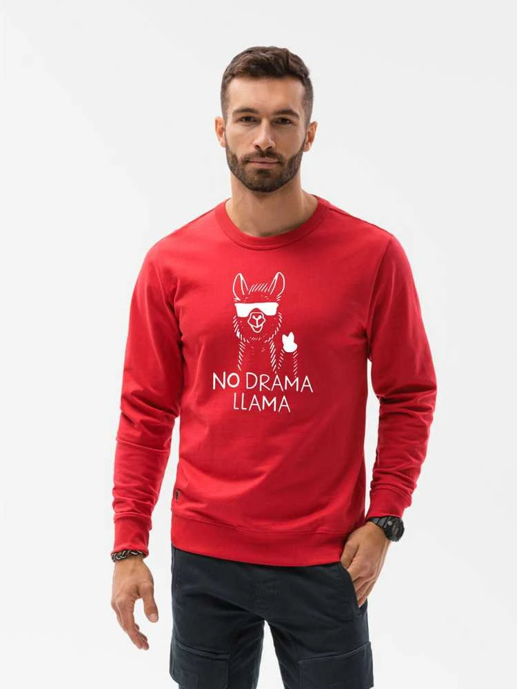 Raudonos spalvos džemperis No drama Llama