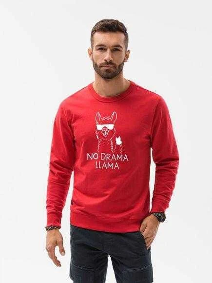Raudonos spalvos džemperis No drama Llama