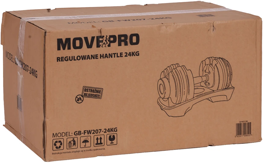 Reguliuojamas ketaus hantelis su stovu 2.5-24 kg, MOVEPRO