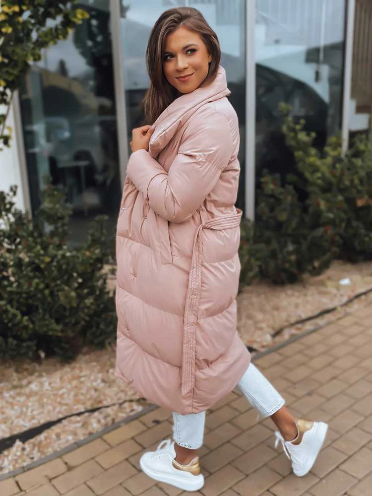 Rožinė moteriška dygsniuota striukė Favi
