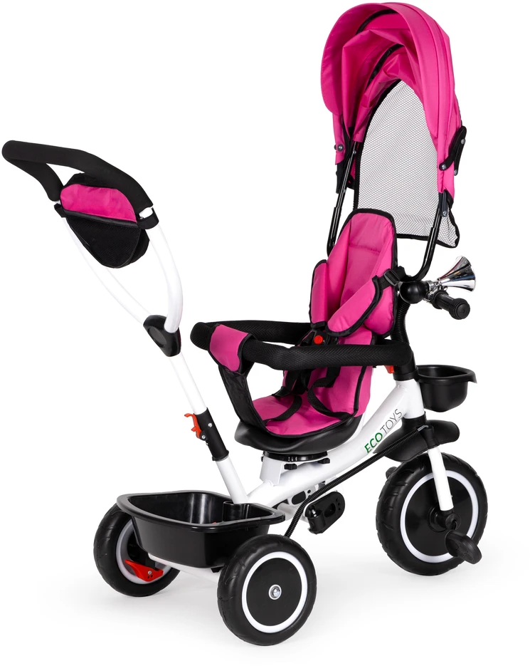 Ecotoys Triratukas su pasukama sėdyne Eco Toys, rožinis