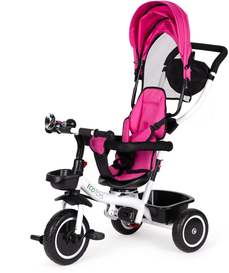 Ecotoys Triratukas su pasukama sėdyne Eco Toys, rožinis