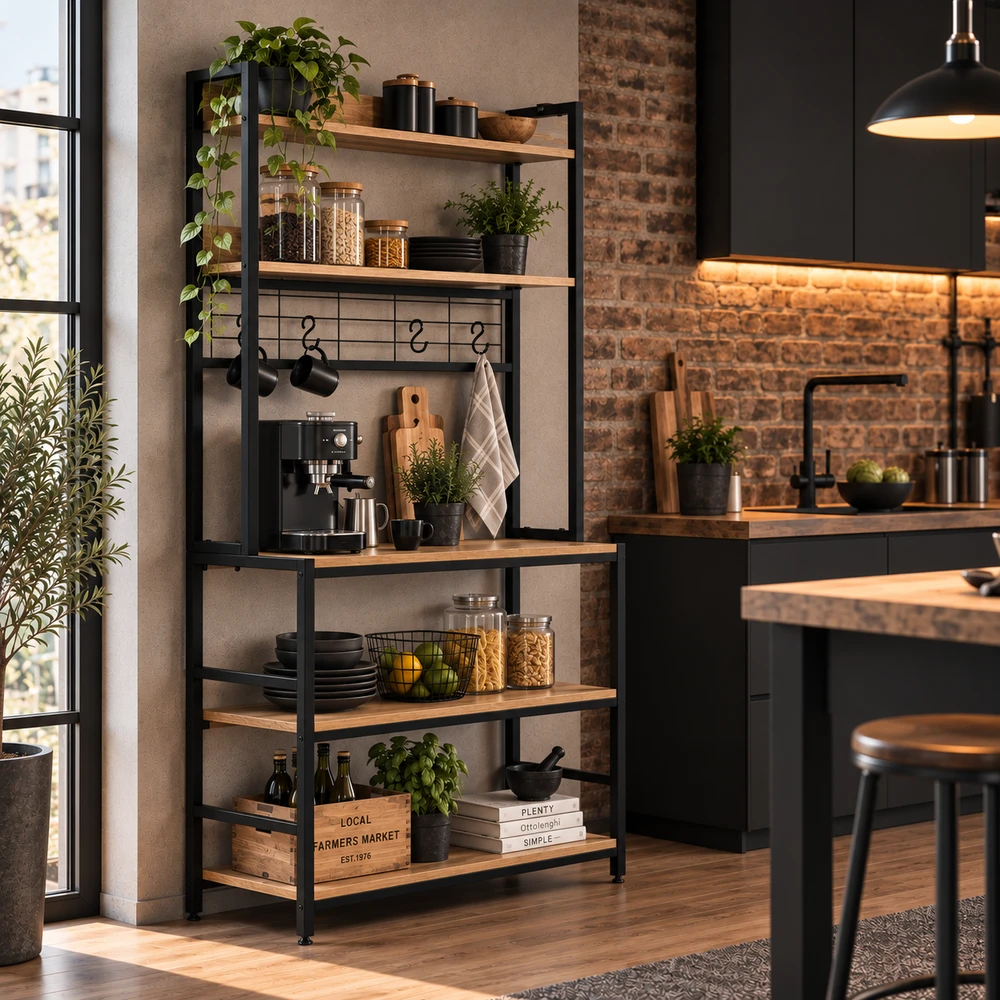 Rusva virtuvinė lentyna su 6 lentynomis ModernHome