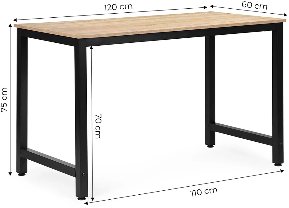 Rusvas kompiuterinis/mokyklinis stalas 120x60 cm ModernHome