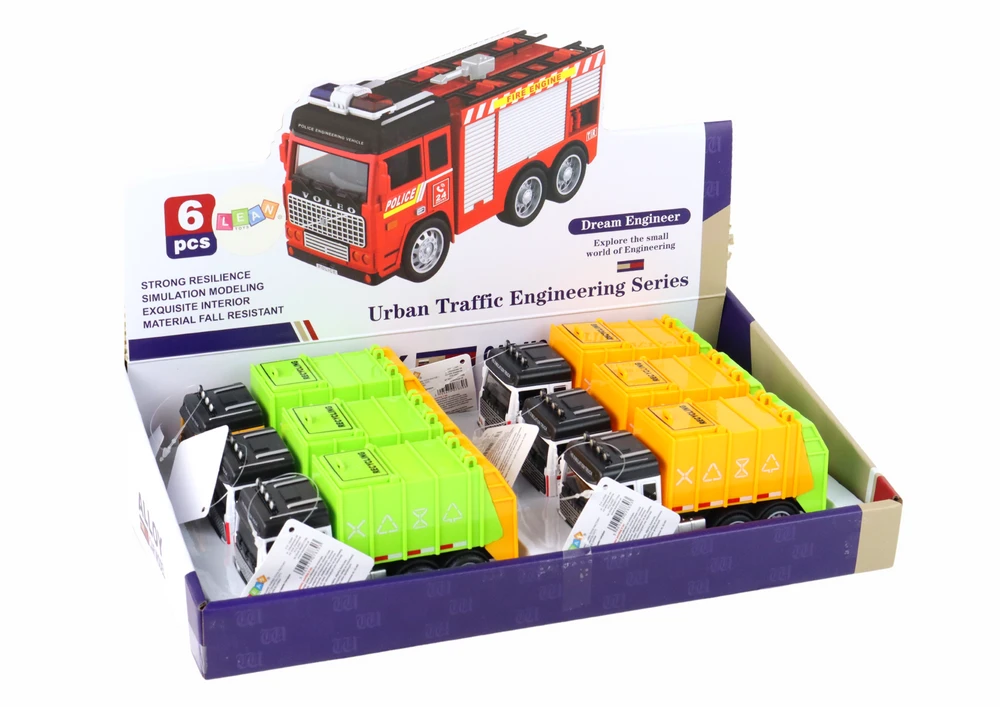 Žaislinis šiukšliavežės automobilis Lean Toys, 13x7x5 cm, 1 vnt