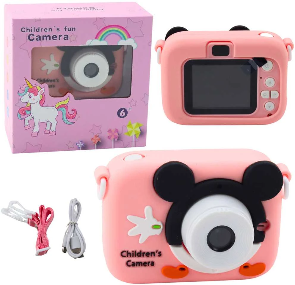 Lean Toys Vaikiškas skaitmeninis fotoaparatas „Rožinė Pelė“ 48 Mpx HD