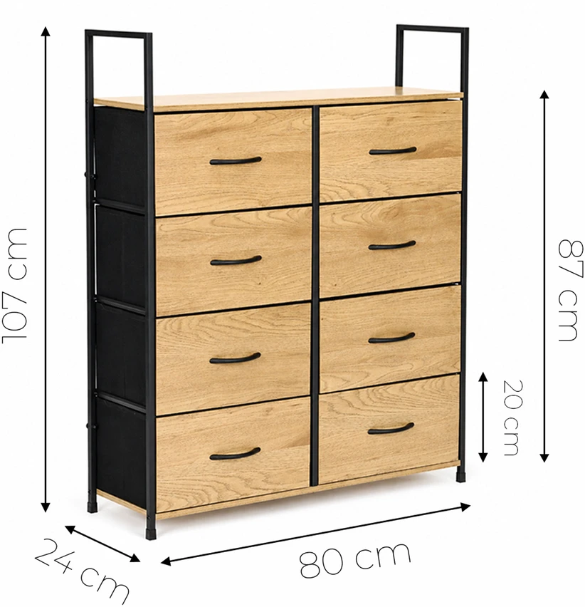 Spintelė su 8 audinio stalčiais 80 cm ModernHome
