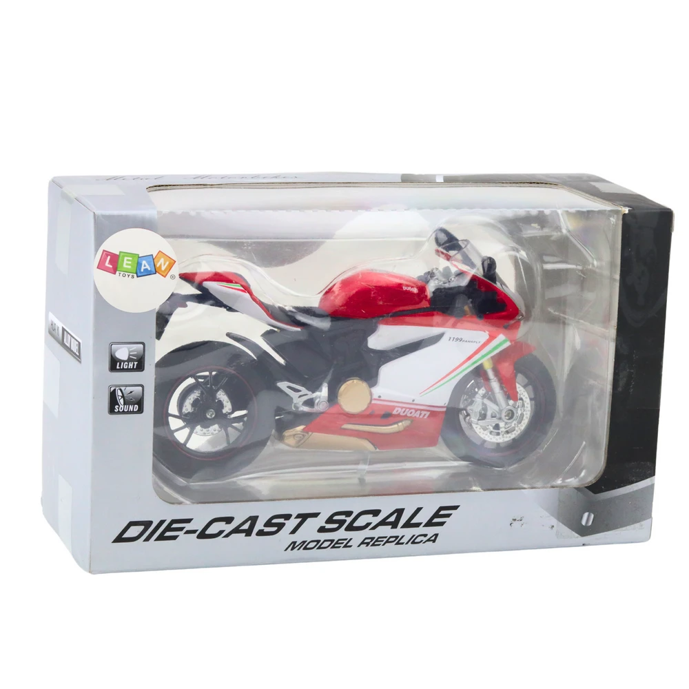 Lean Toys Raudonas Metalinis Sportinis Motociklas su Šviesomis ir Garsais 1:12