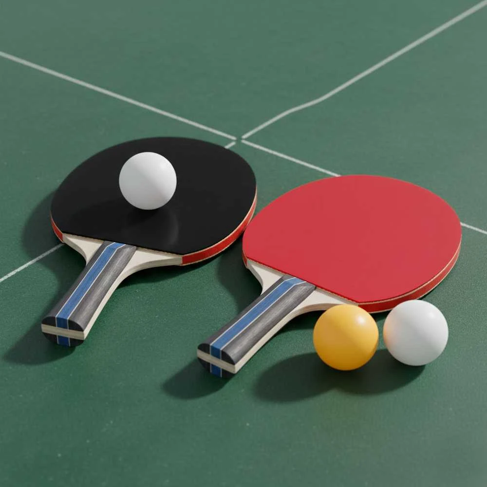 Ecotoys Stalo teniso rinkinys: 2 raketės + 3 kamuoliukai