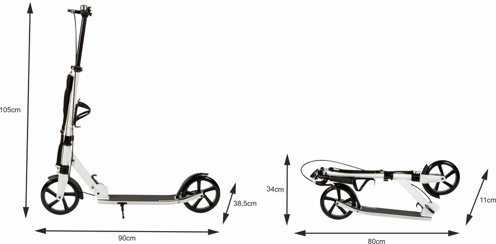 Sulankstomas baltas miesto paspirtukas 95–105 cm