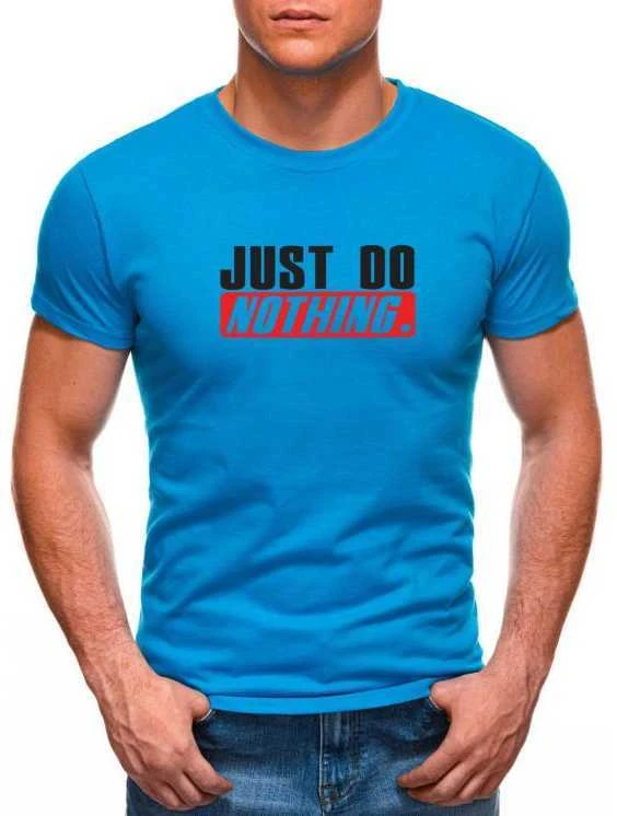 Šviesiai mėlyni vyriški marškinėliai Just do nothing
