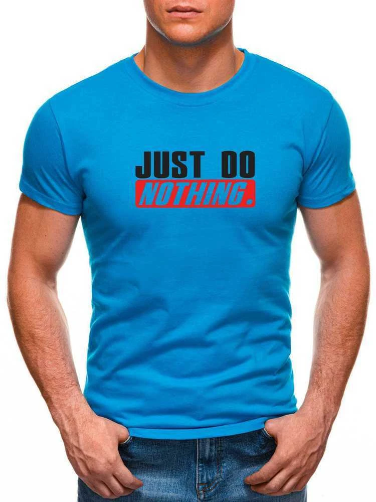 Šviesiai mėlyni vyriški marškinėliai Just do nothing