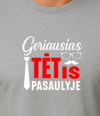 Šviesiai pilki marškinėliai Geriausias tėtis pasaulyje (baltas)