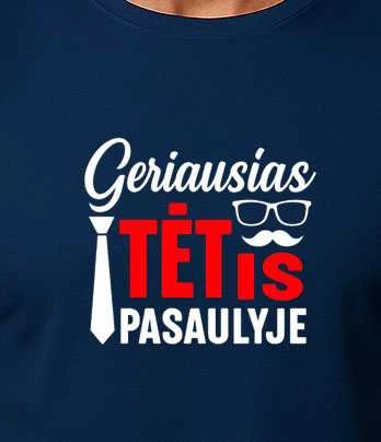 Tamsiai mėlyni marškinėliai Geriausias tėtis pasaulyje (baltas)