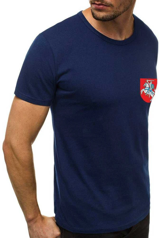 Tamsiai mėlyni vyriški marškinėliai Herbas