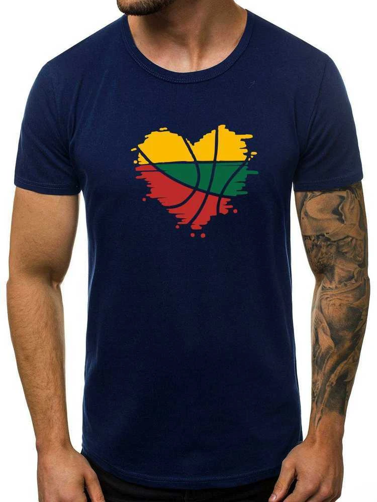 Tamsiai mėlyni vyriški marškinėliai Širdis