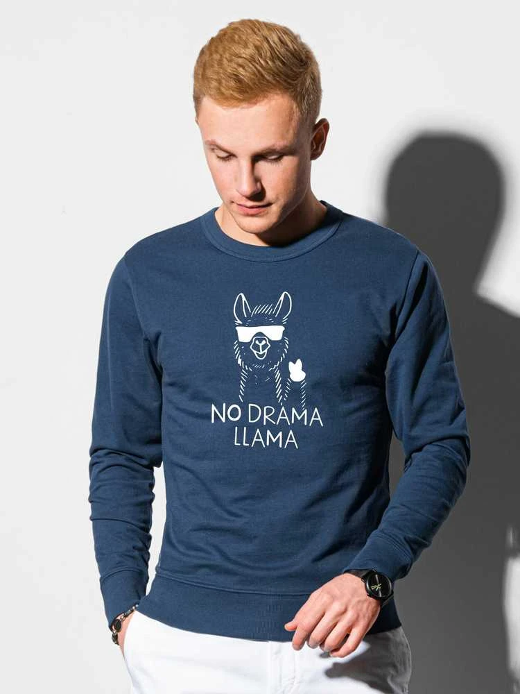 Tamsiai mėlynos spalvos džemperis No drama Llama