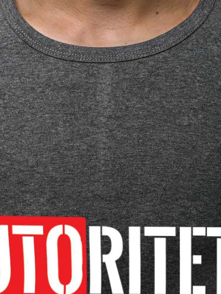 Tamsiai pilki vyriški marškinėliai Autoritetas