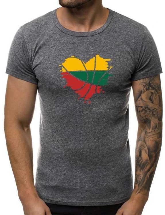 Tamsiai pilki vyriški marškinėliai Širdis