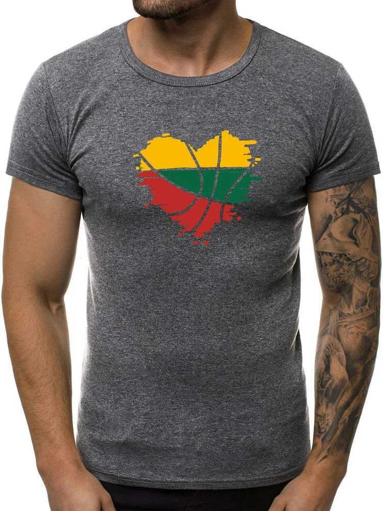 Tamsiai pilki vyriški marškinėliai Širdis