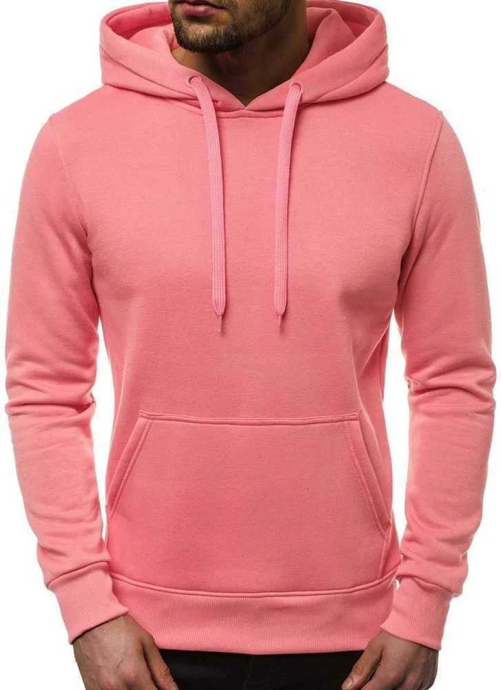 Rožinės spalvos vyriškas džemperis su gobtuvu Buvoli