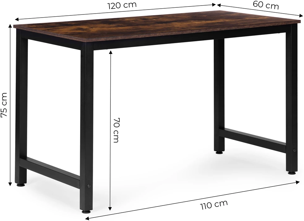 Tamsiai rudas kompiuterio/mokyklinis stalas 120x60 cm ModernHome