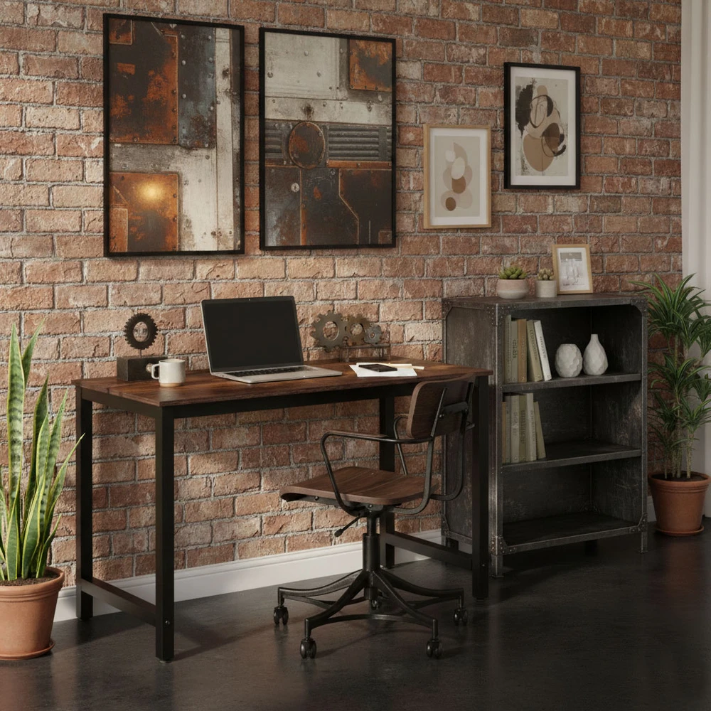 Tamsiai rudas kompiuterio/mokyklinis stalas 120x60 cm ModernHome