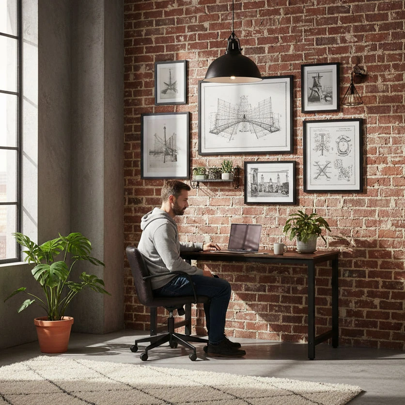 Tamsiai rudas kompiuterio/mokyklinis stalas 120x60 cm ModernHome