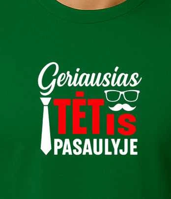 Tamsiai žali marškinėliai Geriausias tėtis pasaulyje (baltas)