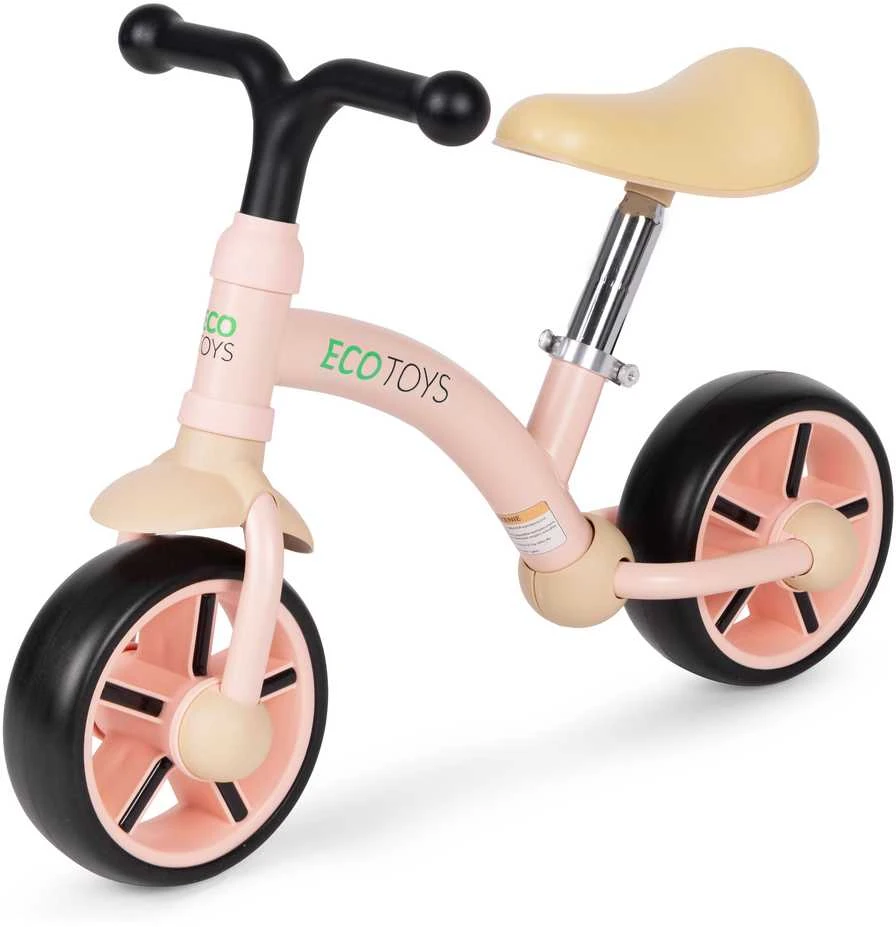 Vaikiškas triratukas EVA ratais ir reguliuojama sėdyne, rožinis, ECOTOYS