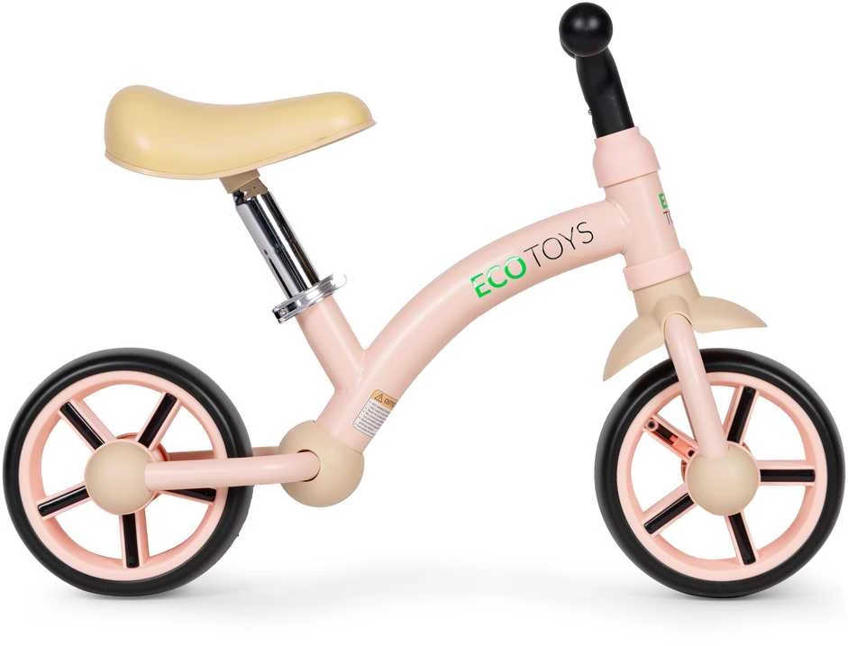 Vaikiškas triratukas EVA ratais ir reguliuojama sėdyne, rožinis, ECOTOYS